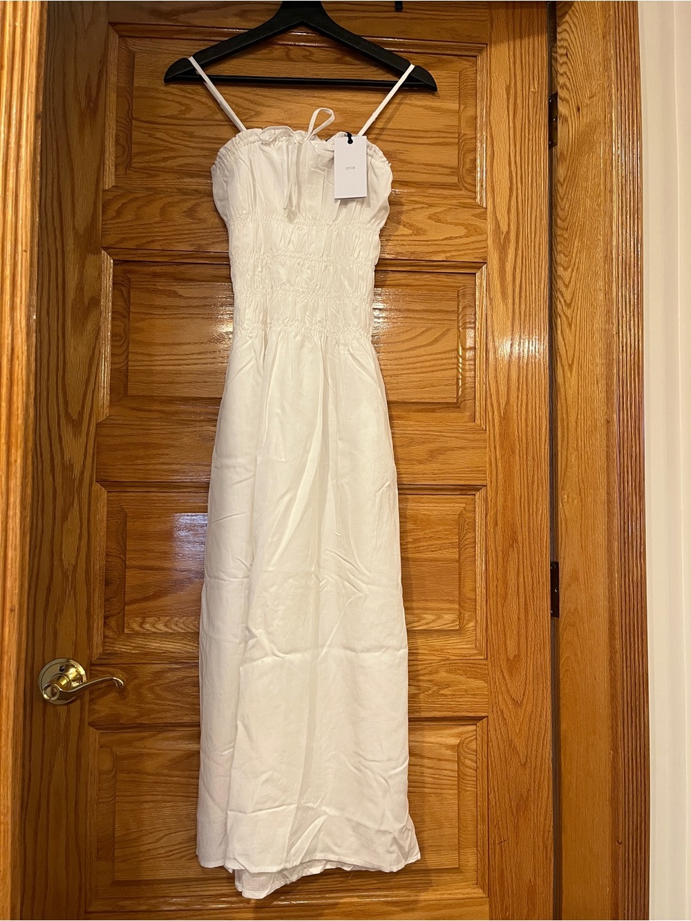 White Smocked Maxi Dress with Spaghetti Straps